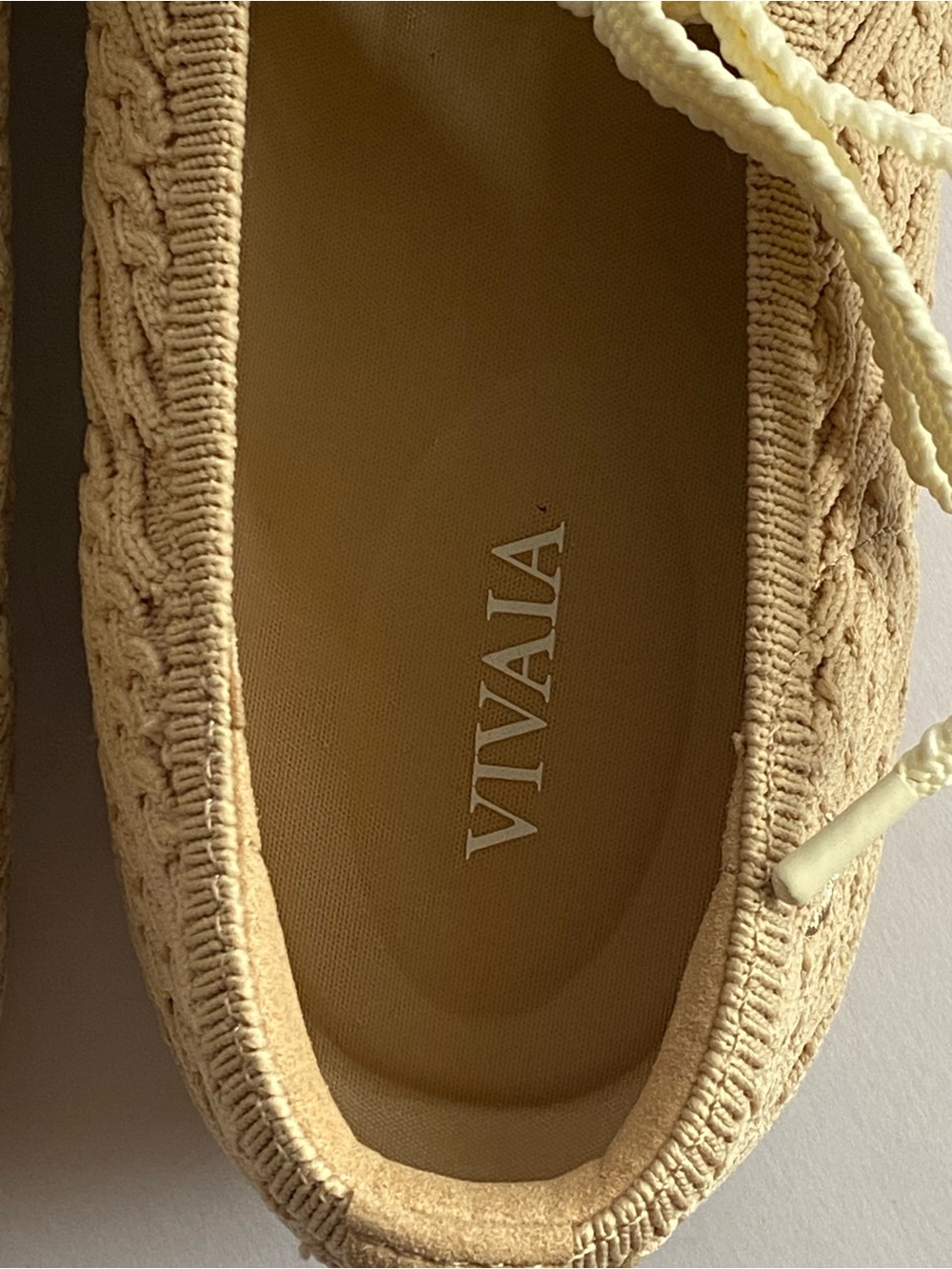 NWOB VIVAIA Cable Knit Lace-Up Ballet Flat Beige EU 39 US 8.5 Square Toe Comfort - Picture 10 of 13